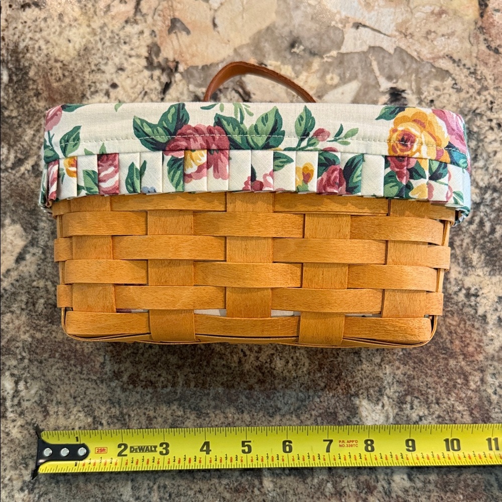 Longaberger Floral Lined Honey Oak Woven Basket